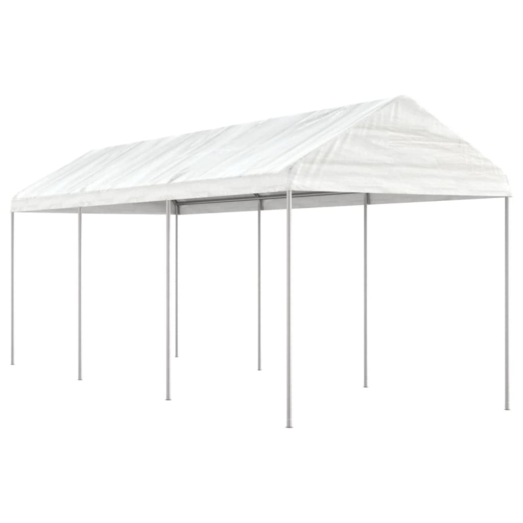 vidaXL Altánok so strechou, biely 6,69x2,28x2,69 m, polyetylén