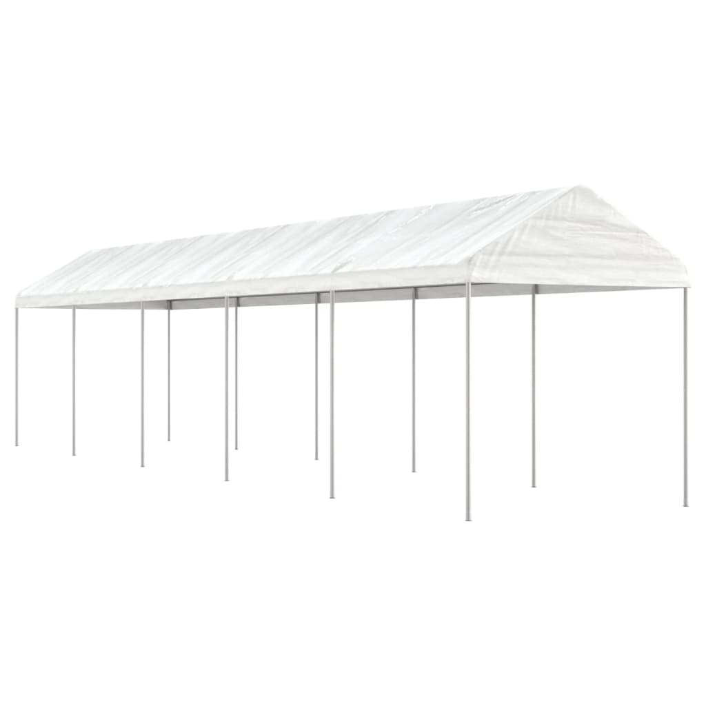 vidaXL Altánok so strechou, biely 11,15x2,28x2,69 m, polyetylén