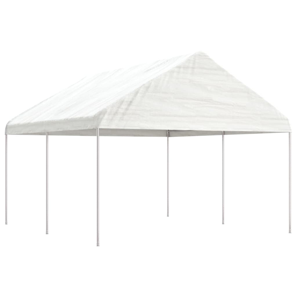 vidaXL Altánok so strechou, biely 4,46x4,08x3,22 m, polyetylén