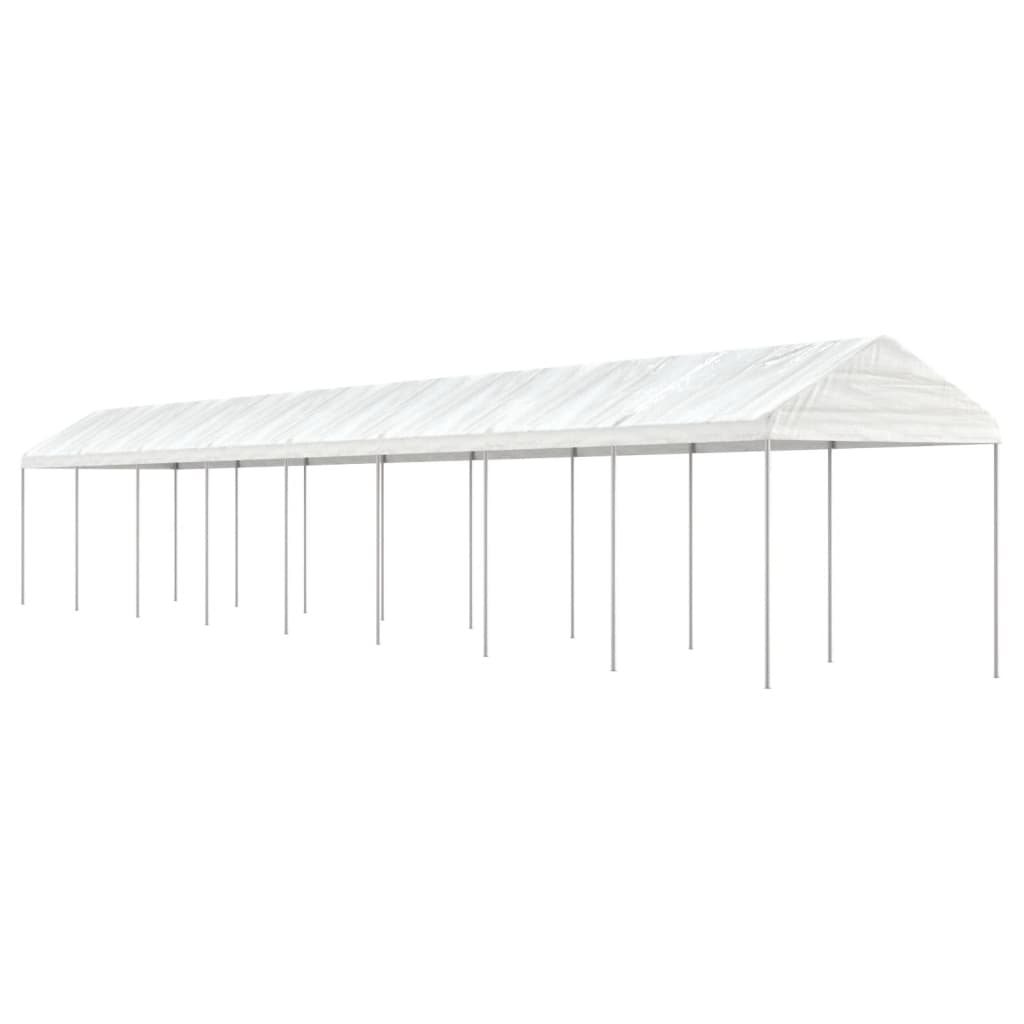 vidaXL Altánok so strechou, biely 17,84x2,28x2,69 m, polyetylén