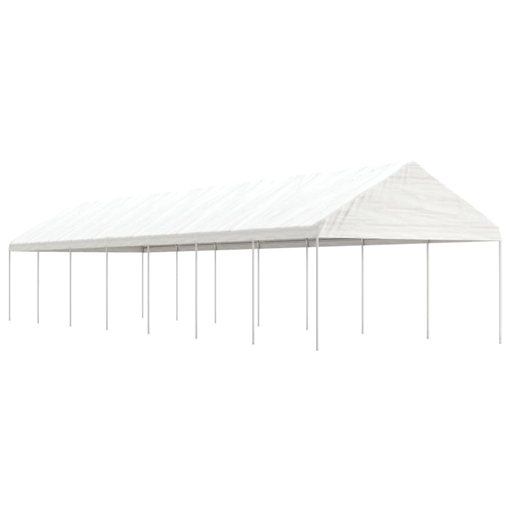 vidaXL Altánok so strechou, biely 15,61x4,08x3,22 m, polyetylén