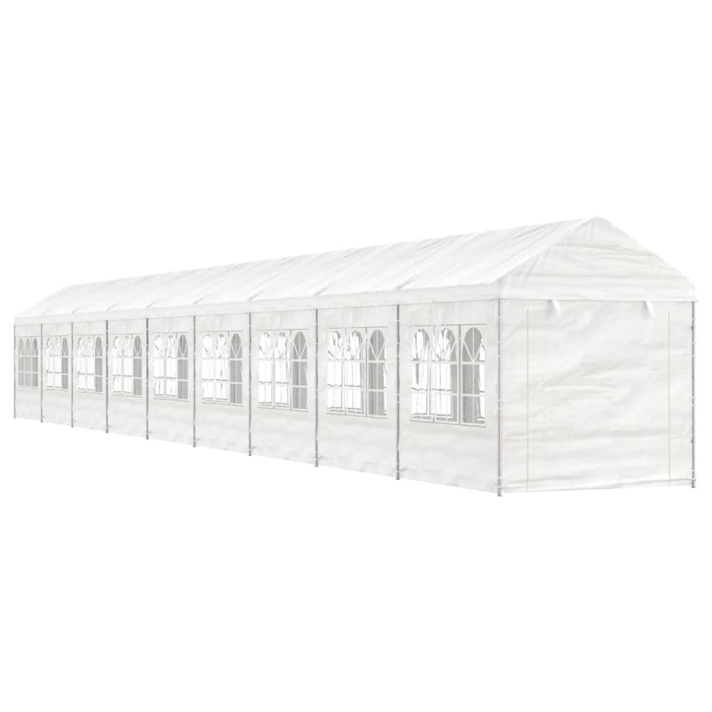 vidaXL Altánok so strechou, biely 20,07x2,28x2,69 m, polyetylén