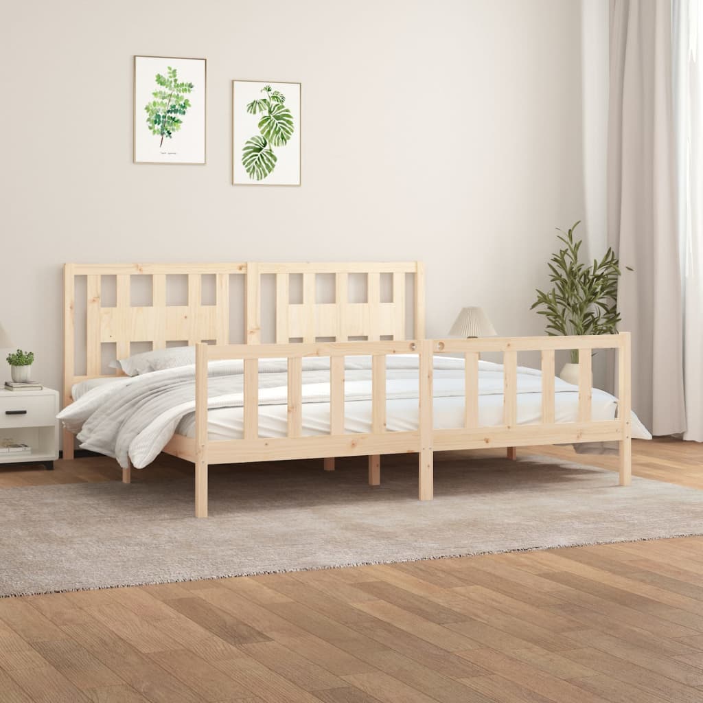 vidaXL Posteľný rám s čelom masívna borovica 200x200 cm