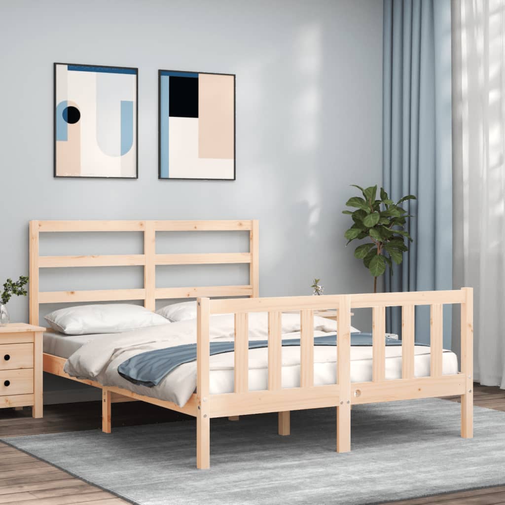 vidaXL Posteľný rám s čelom 120x200 cm masívne drevo