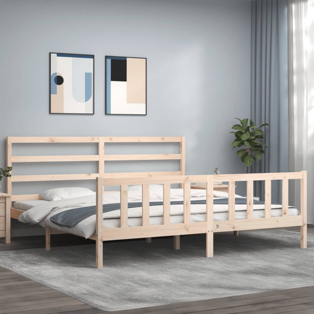 vidaXL Posteľný rám s čelom 200x200 cm masívne drevo