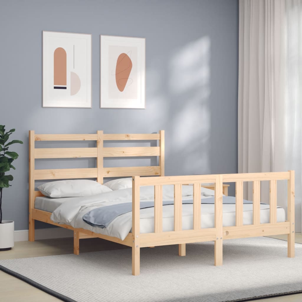 vidaXL Posteľný rám s čelom 120x200 cm masívne drevo