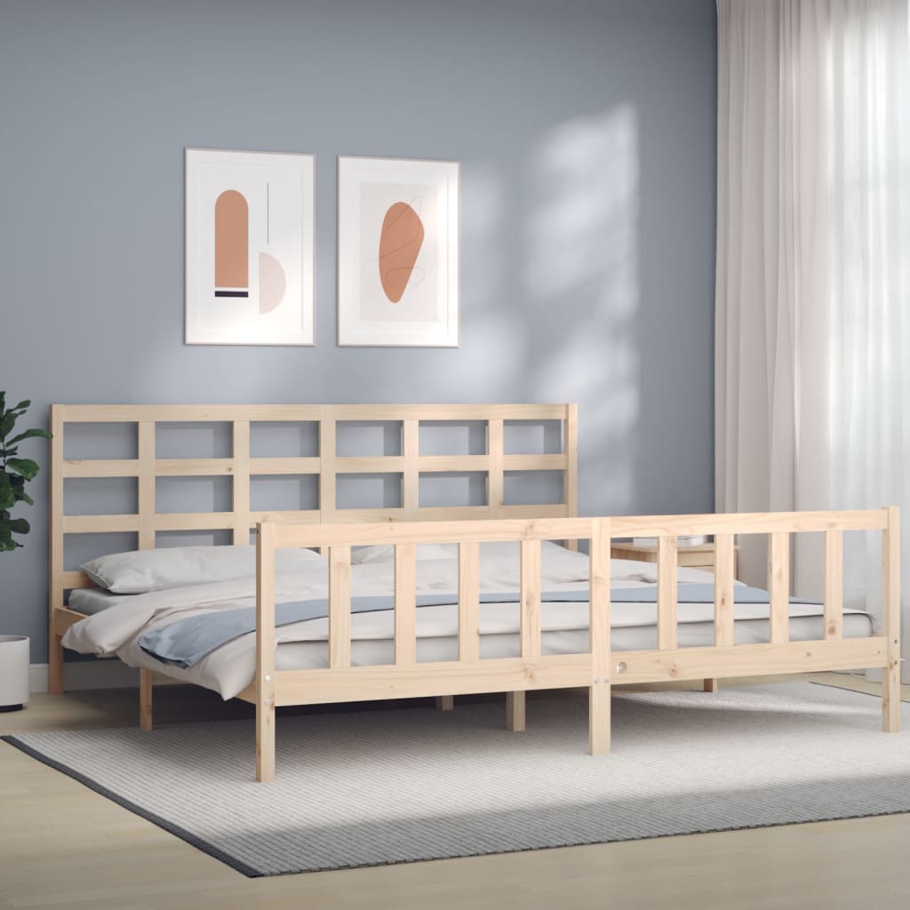 vidaXL Posteľný rám s čelom 200x200 cm masívne drevo