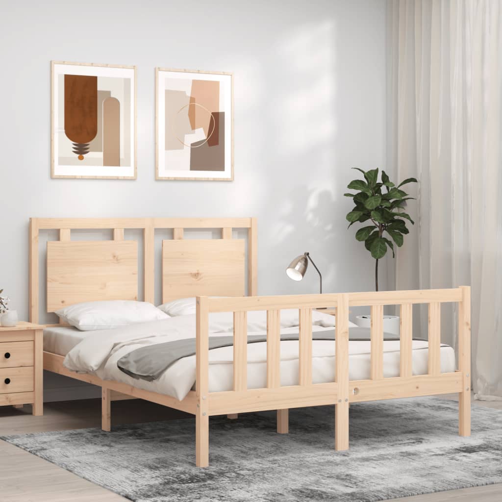 vidaXL Posteľný rám s čelom 120x200 cm masívne drevo