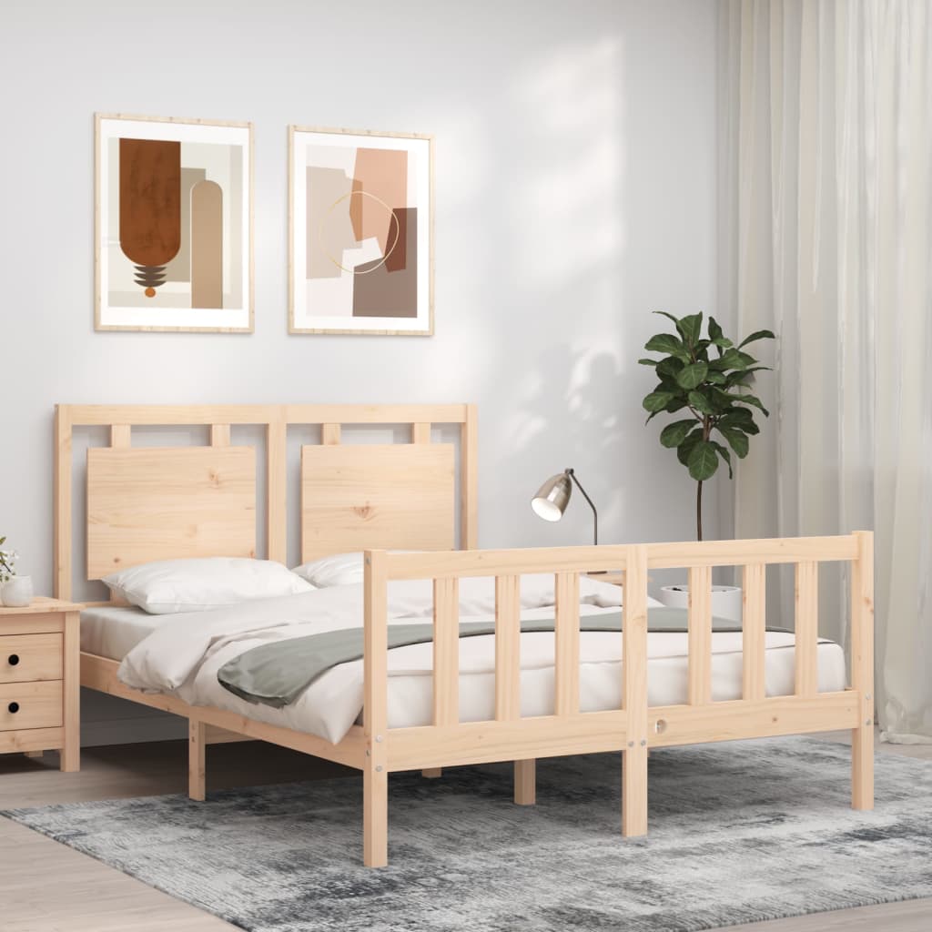 vidaXL Posteľný rám s čelom 140x200 cm masívne drevo