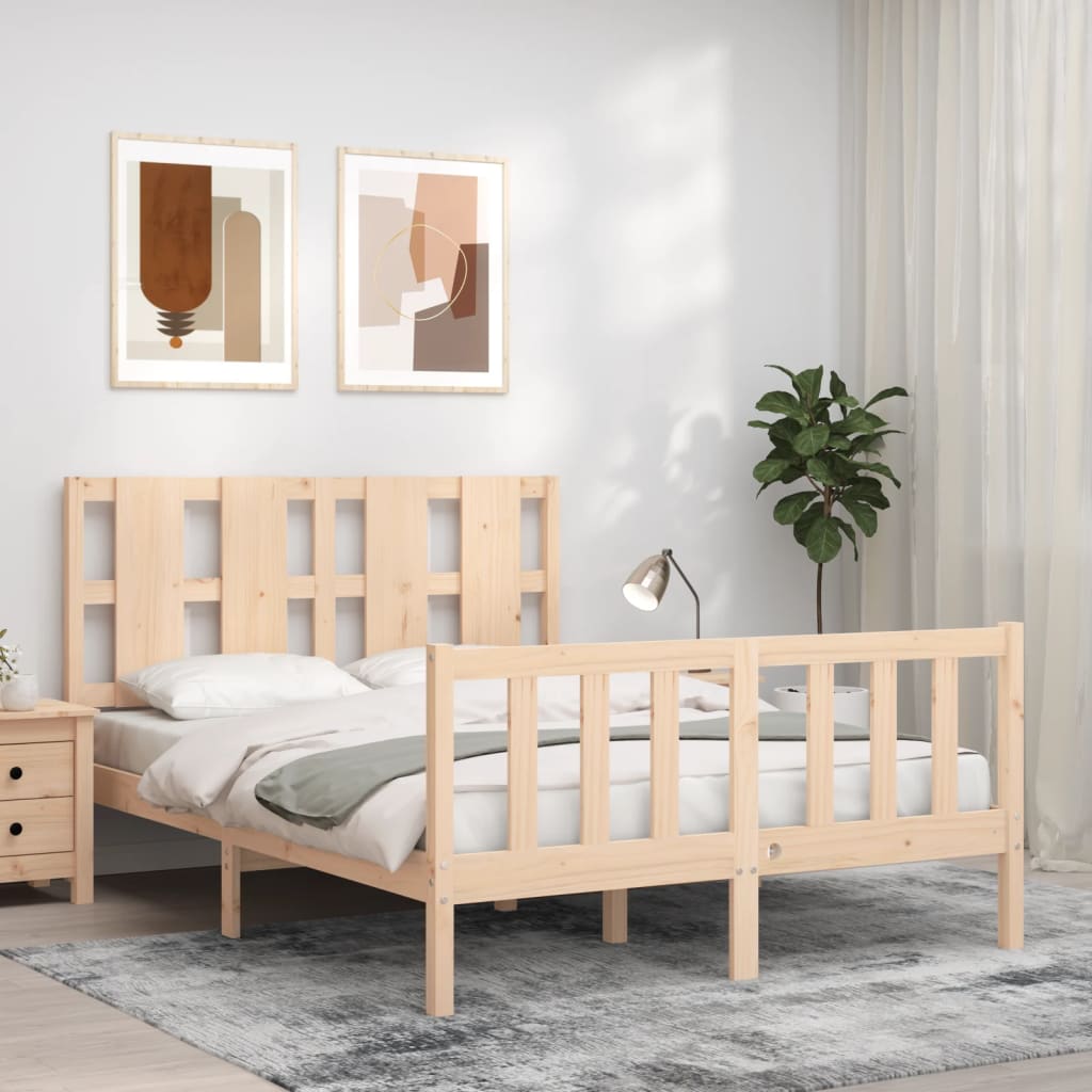 vidaXL Posteľný rám s čelom 120x200 cm masívne drevo