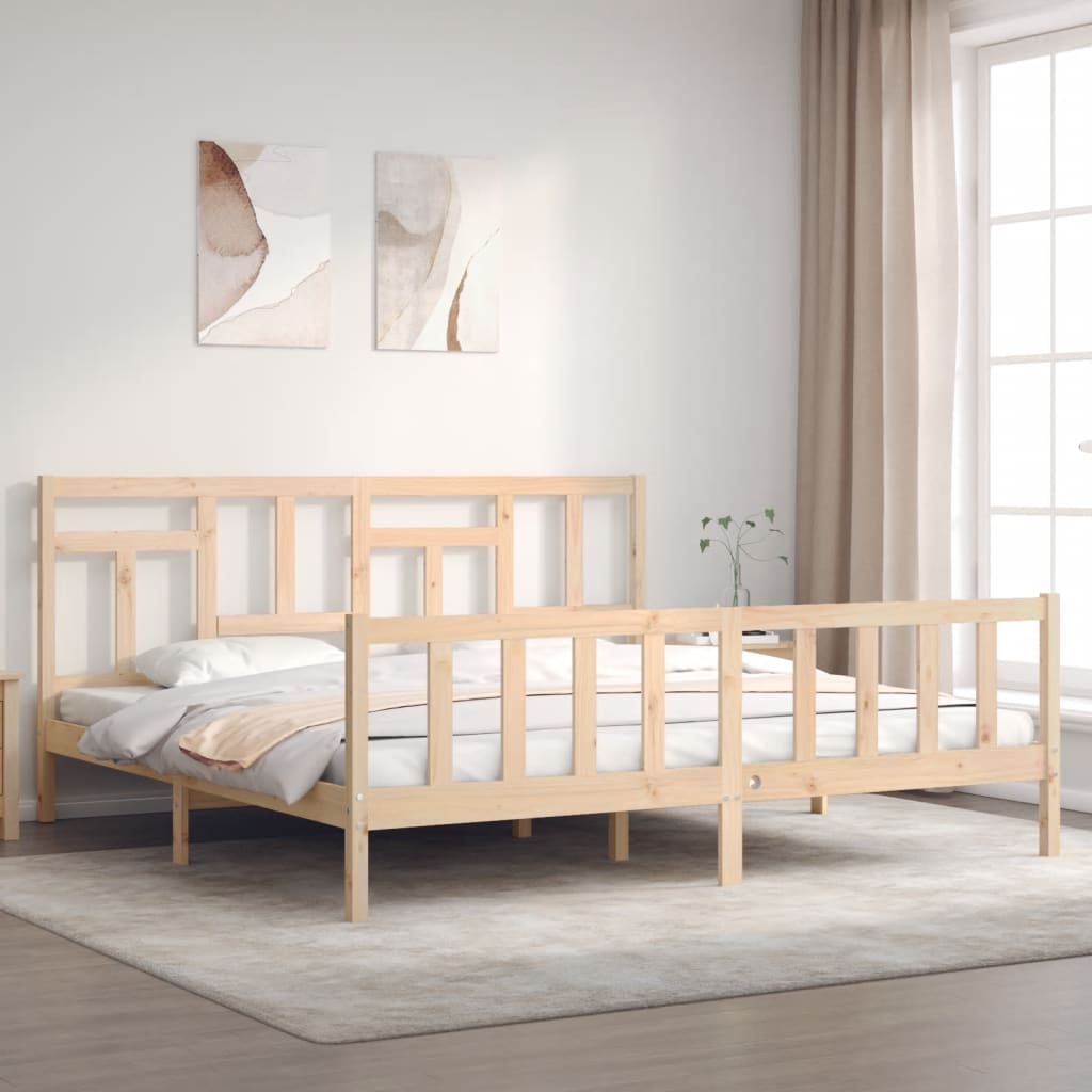 vidaXL Posteľný rám s čelom 200x200 cm masívne drevo