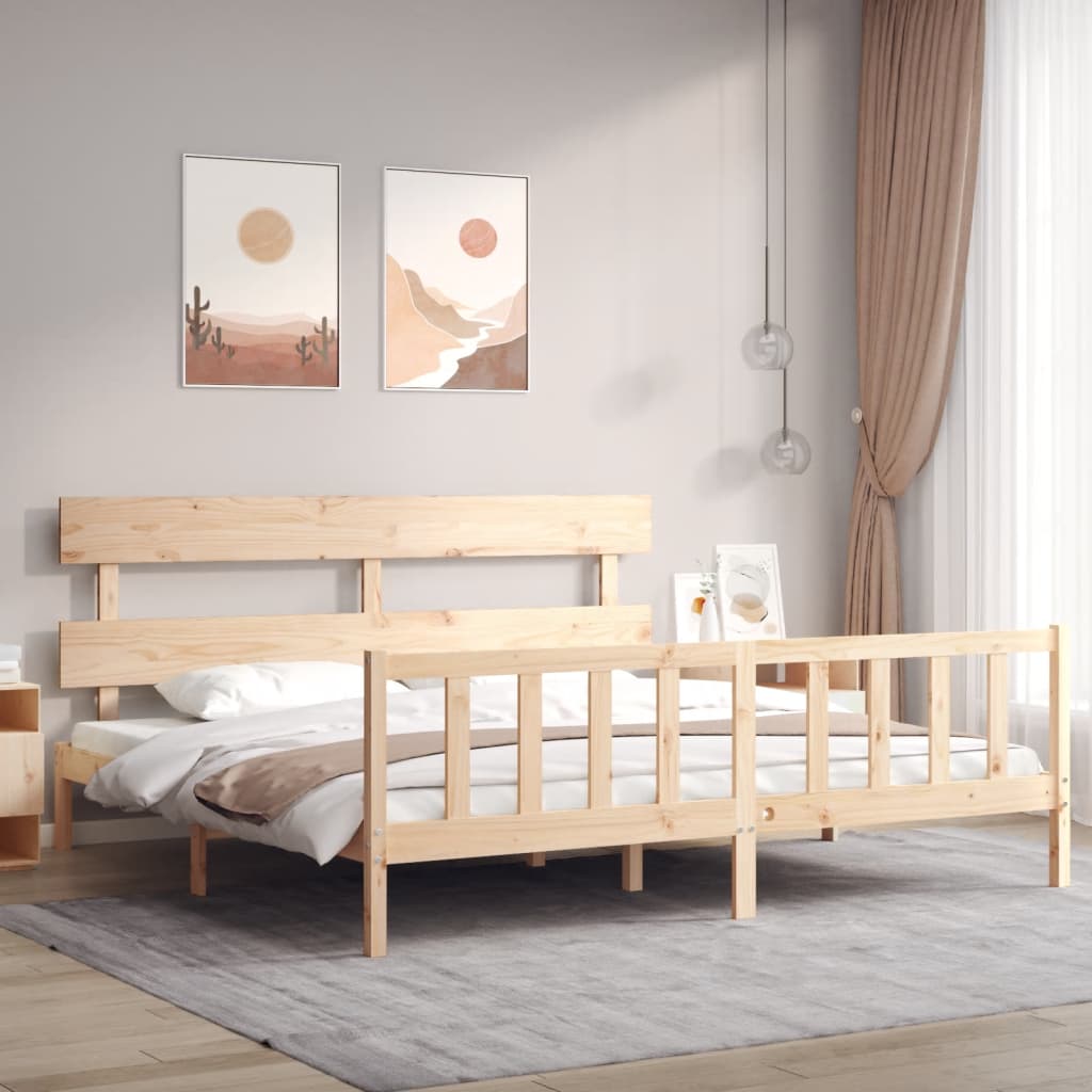vidaXL Posteľný rám s čelom 200x200 cm masívne drevo