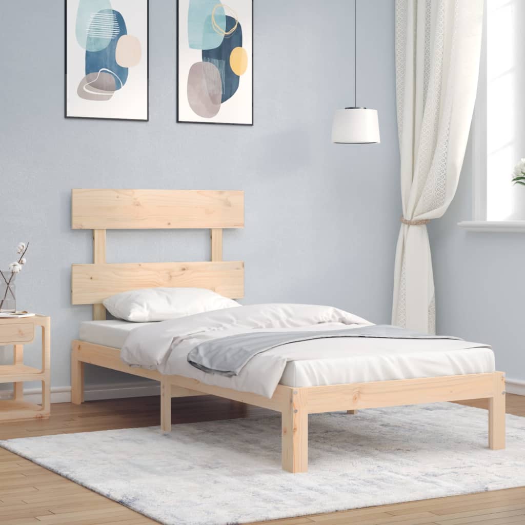 vidaXL Posteľný rám s čelom 90x200 cm masívne drevo