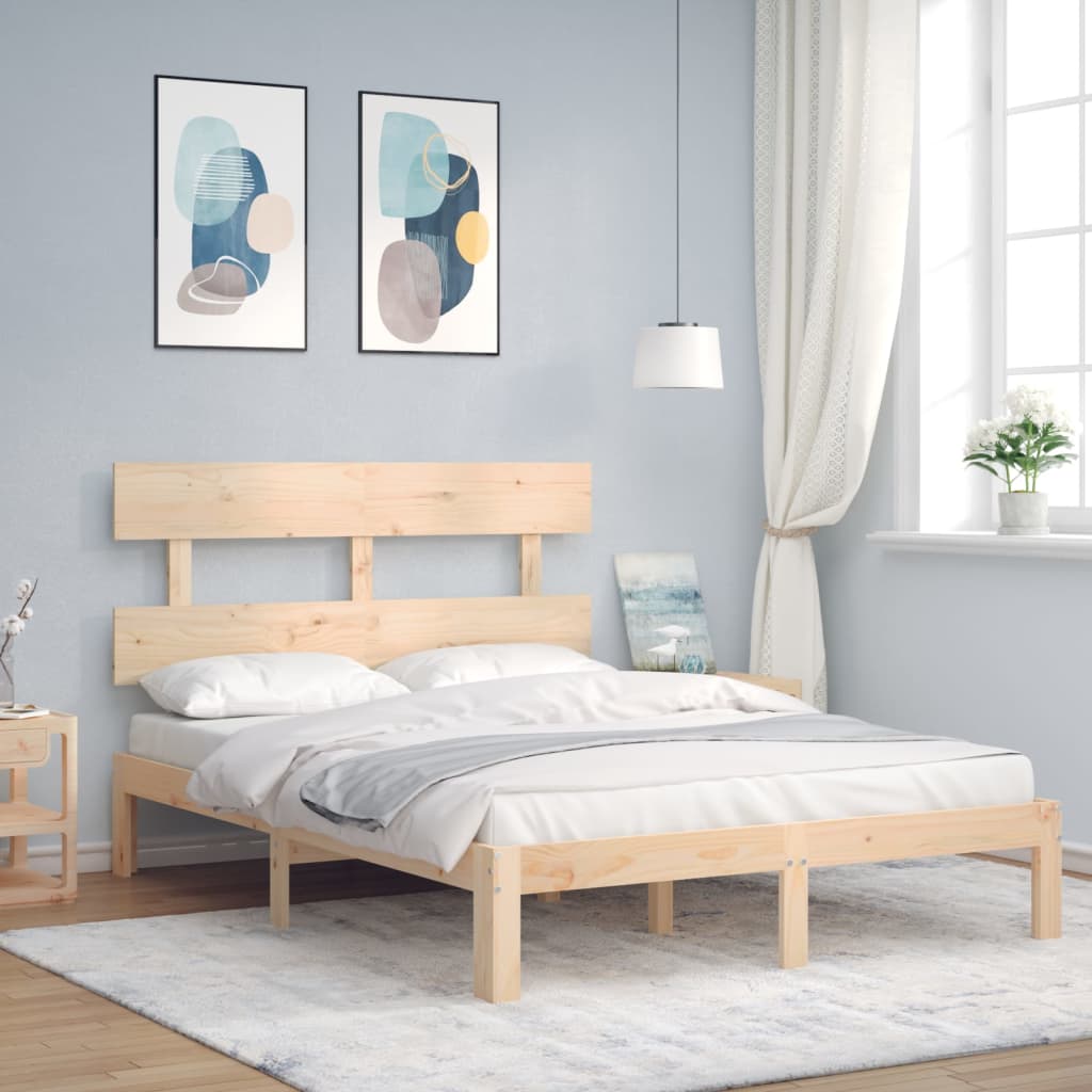 vidaXL Posteľný rám s čelom 120x200 cm masívne drevo
