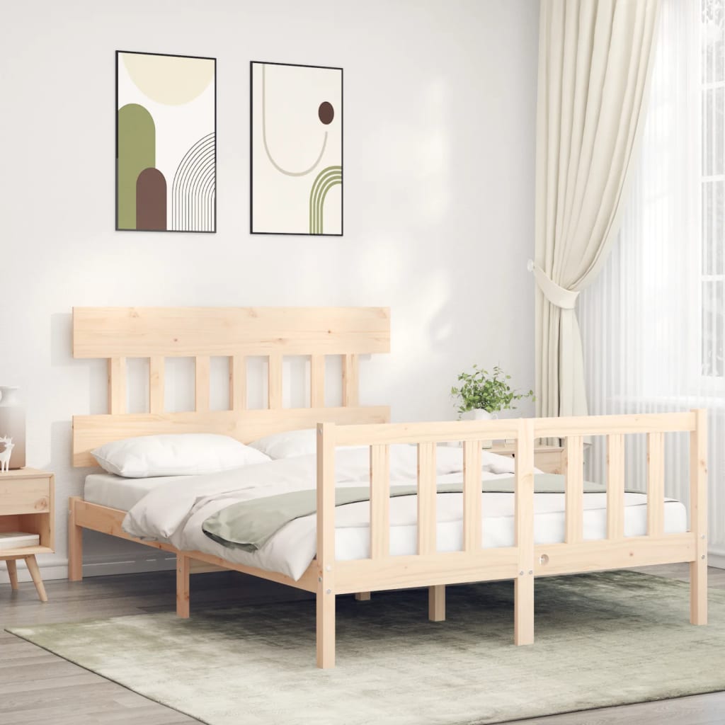 vidaXL Posteľný rám s čelom 120x200 cm masívne drevo