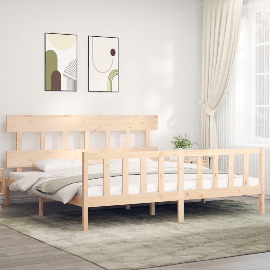 vidaXL Posteľný rám s čelom 200x200 cm masívne drevo