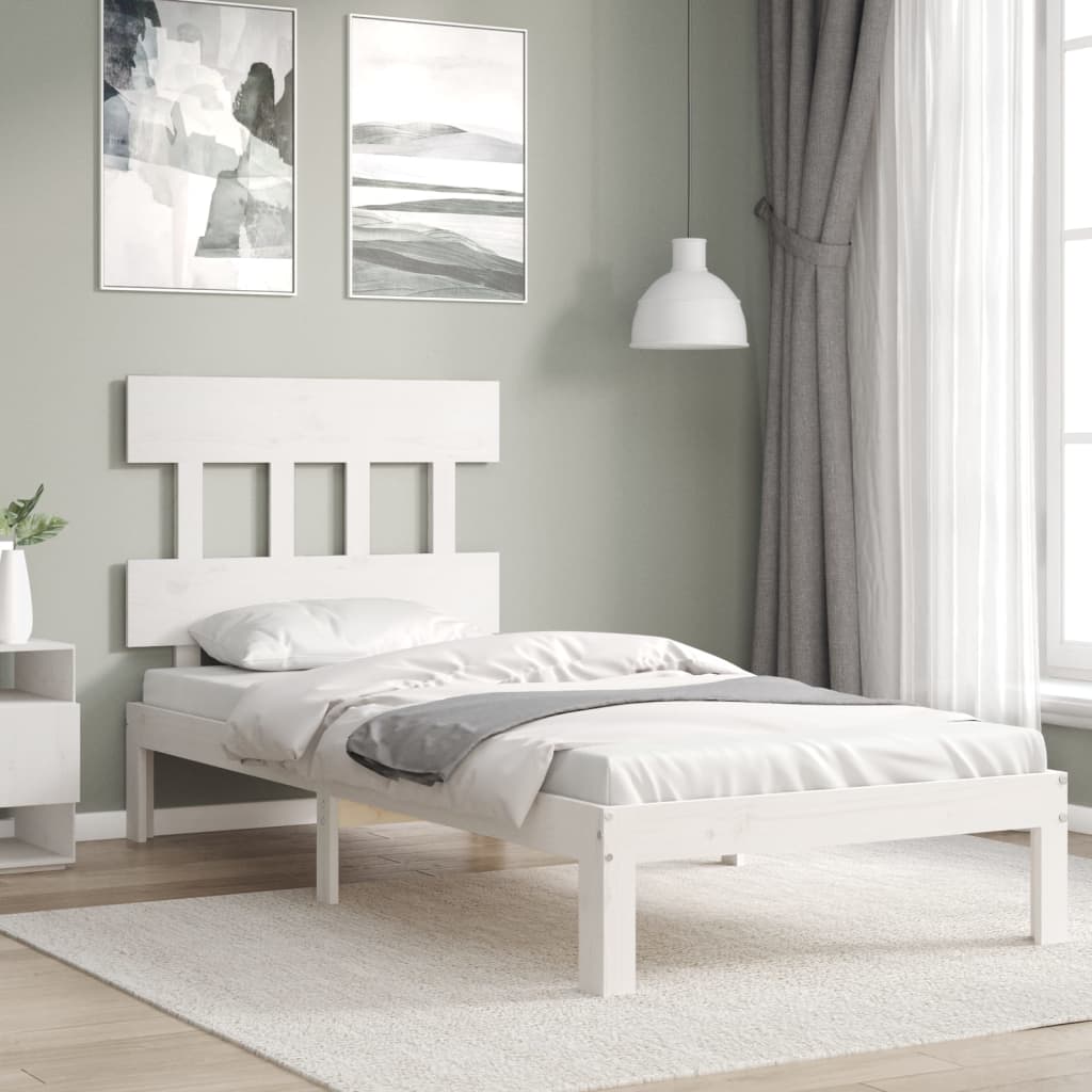 vidaXL Posteľný rám s čelom biely 90x200 cm masívne drevo
