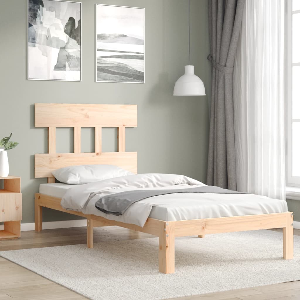 vidaXL Posteľný rám s čelom 90x200 cm masívne drevo