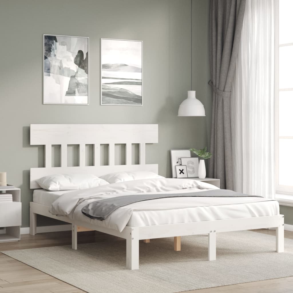 vidaXL Posteľný rám s čelom biely 140x200 cm masívne drevo