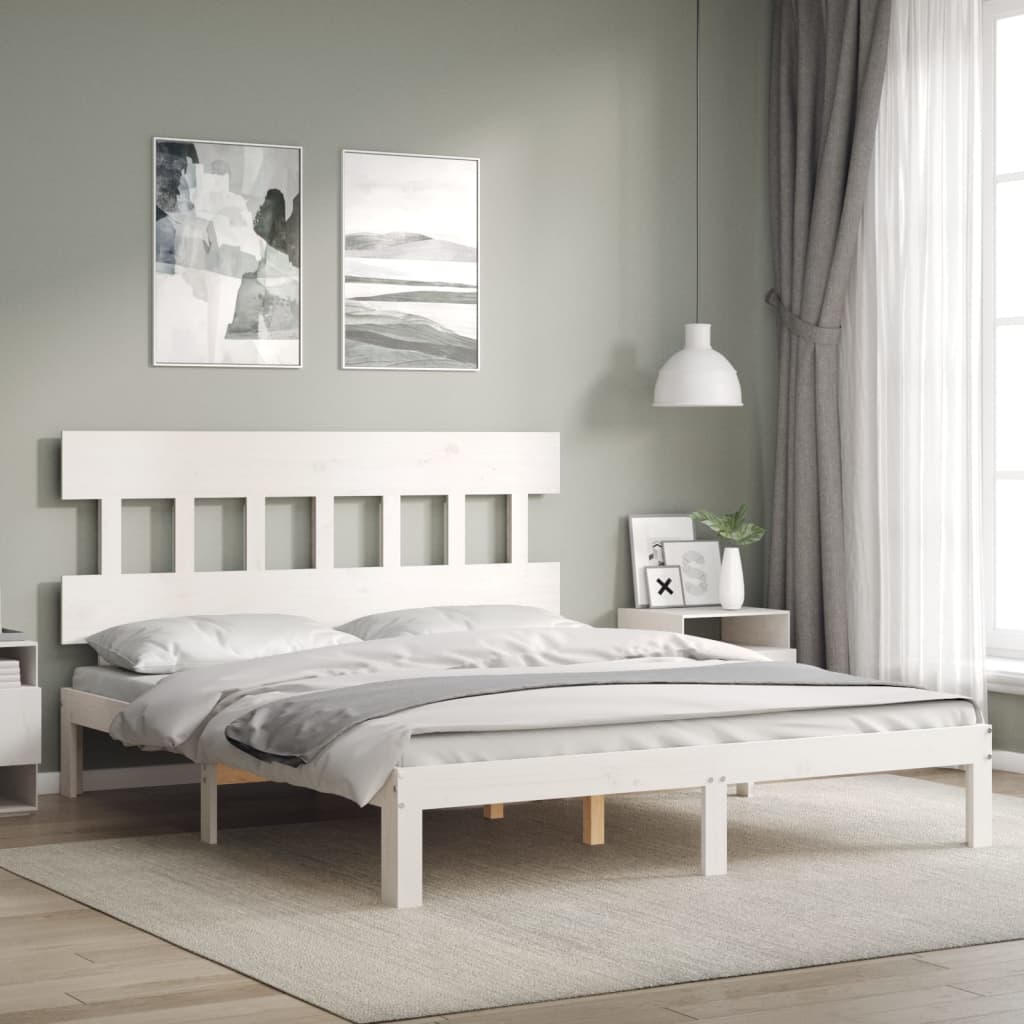 vidaXL Posteľný rám s čelom biely 160x200 cm masívne drevo