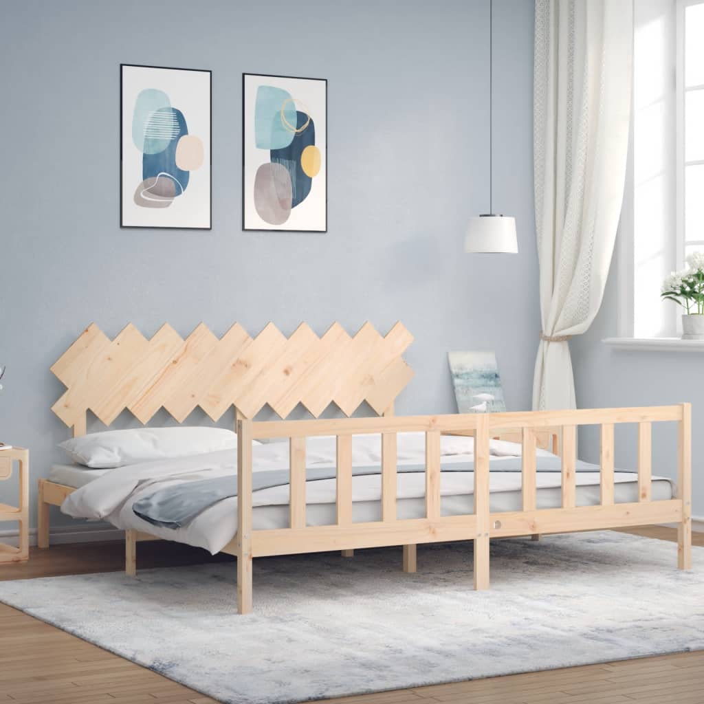 vidaXL Posteľný rám s čelom 200x200 cm masívne drevo