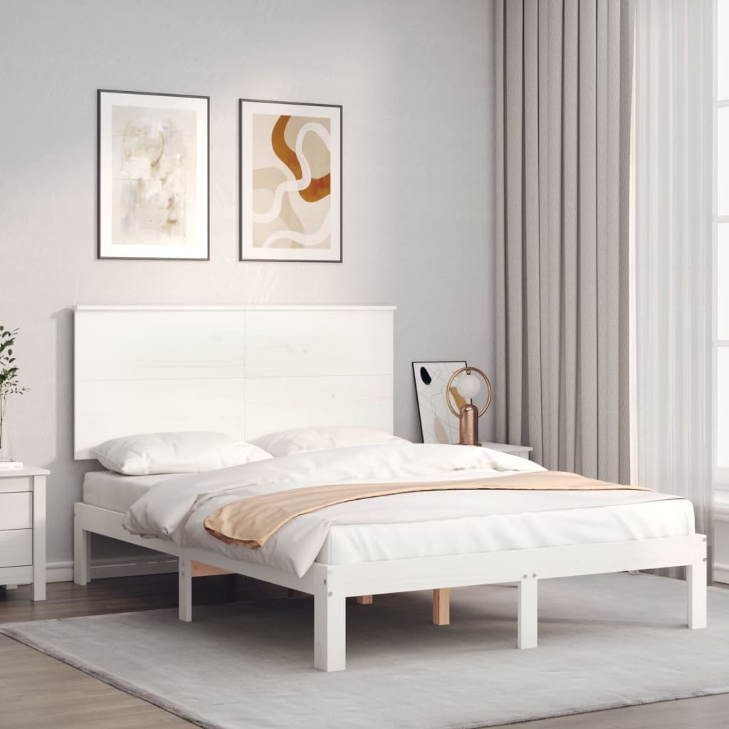 vidaXL Posteľný rám s čelom biely 140x200 cm masívne drevo