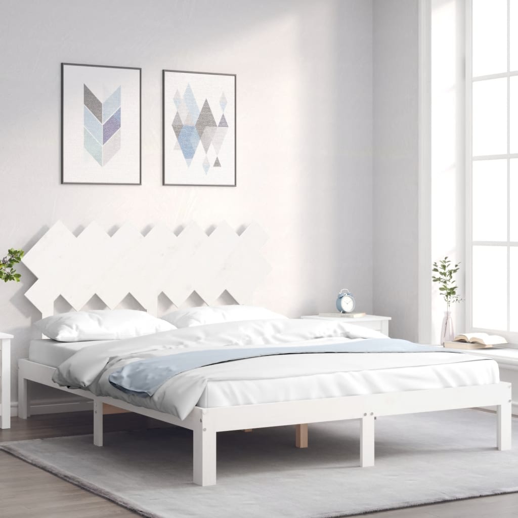 vidaXL Posteľný rám s čelom biely 140x200 cm masívne drevo