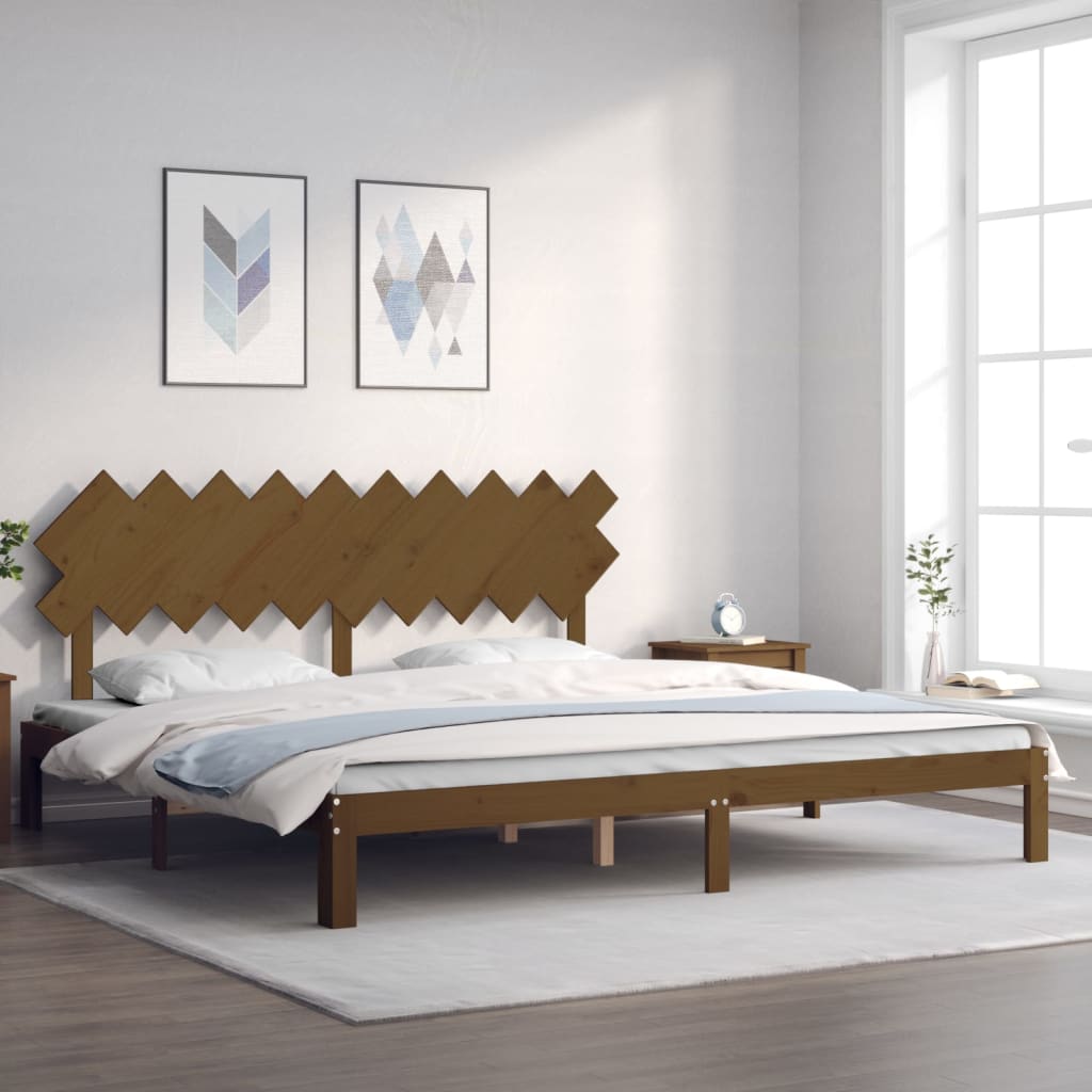 vidaXL Posteľný rám s čelom medovo-hnedý 200x200 cm masívne drevo