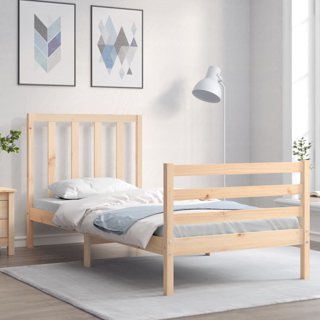 vidaXL Posteľný rám s čelom 90x200 cm masívne drevo