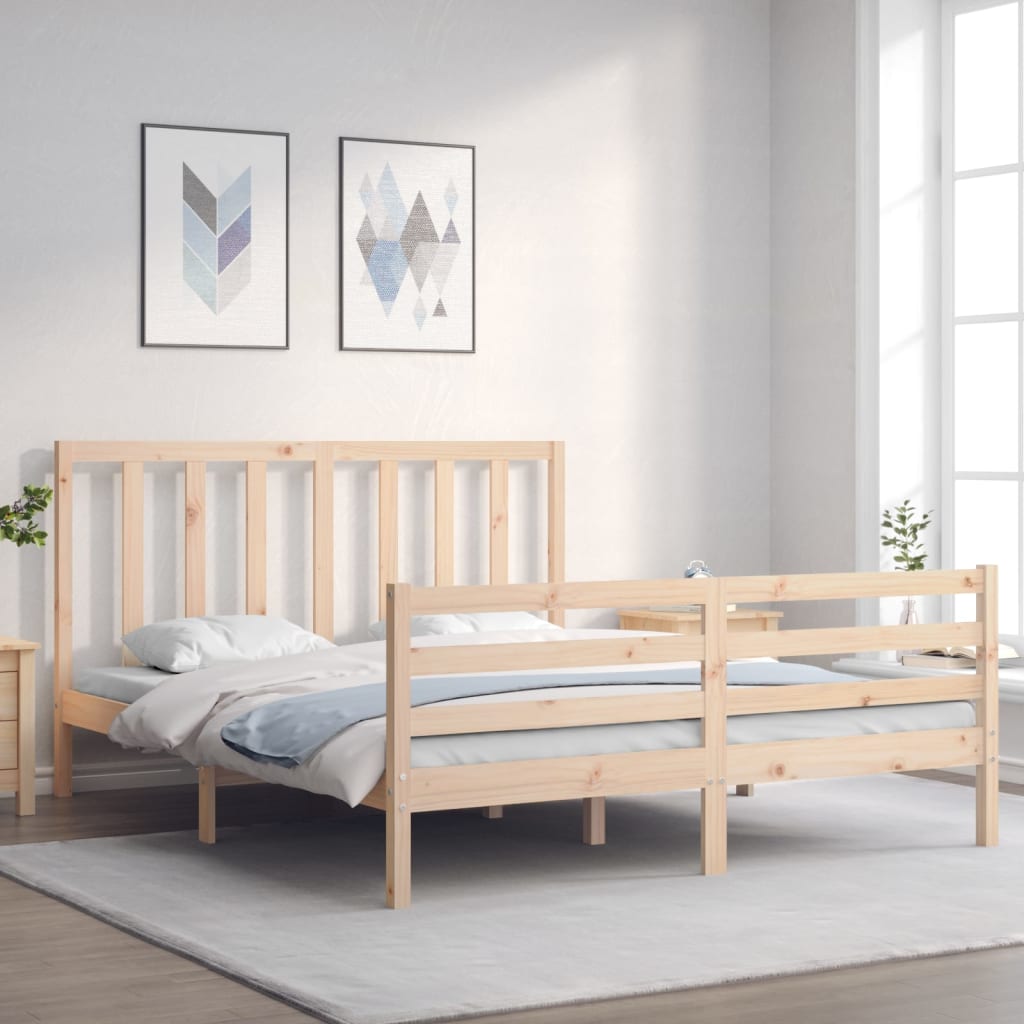 vidaXL Posteľný rám s čelom 160x200 cm masívne drevo