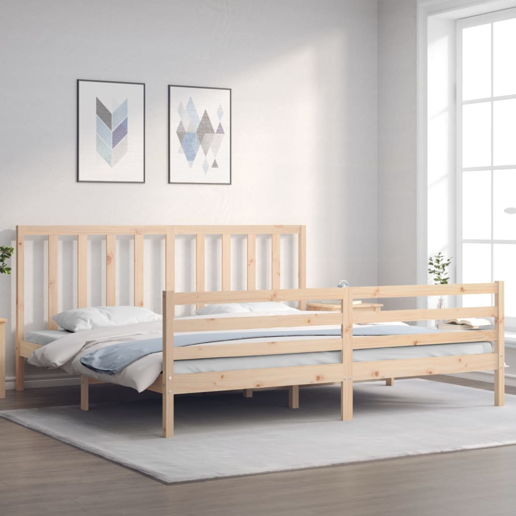 vidaXL Posteľný rám s čelom 200x200 cm masívne drevo