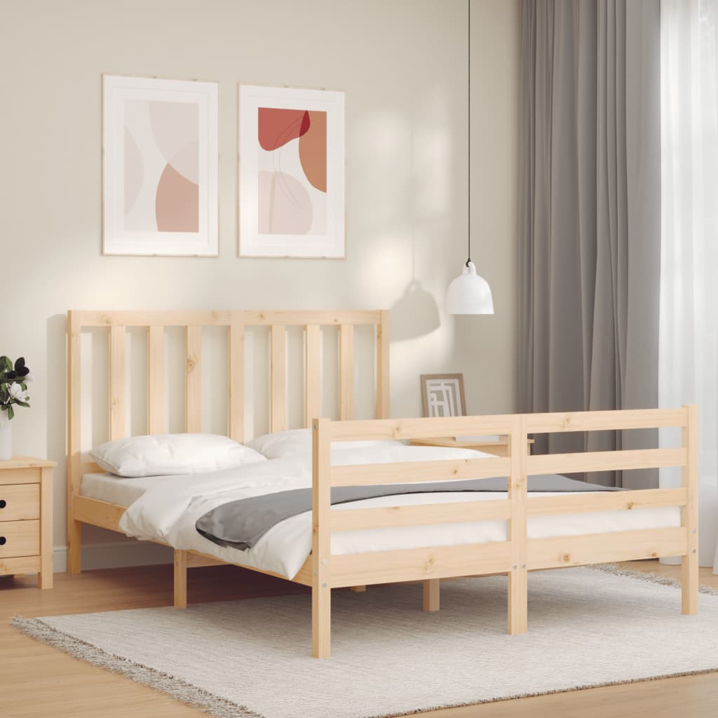 vidaXL Posteľný rám s čelom 140x200 cm masívne drevo