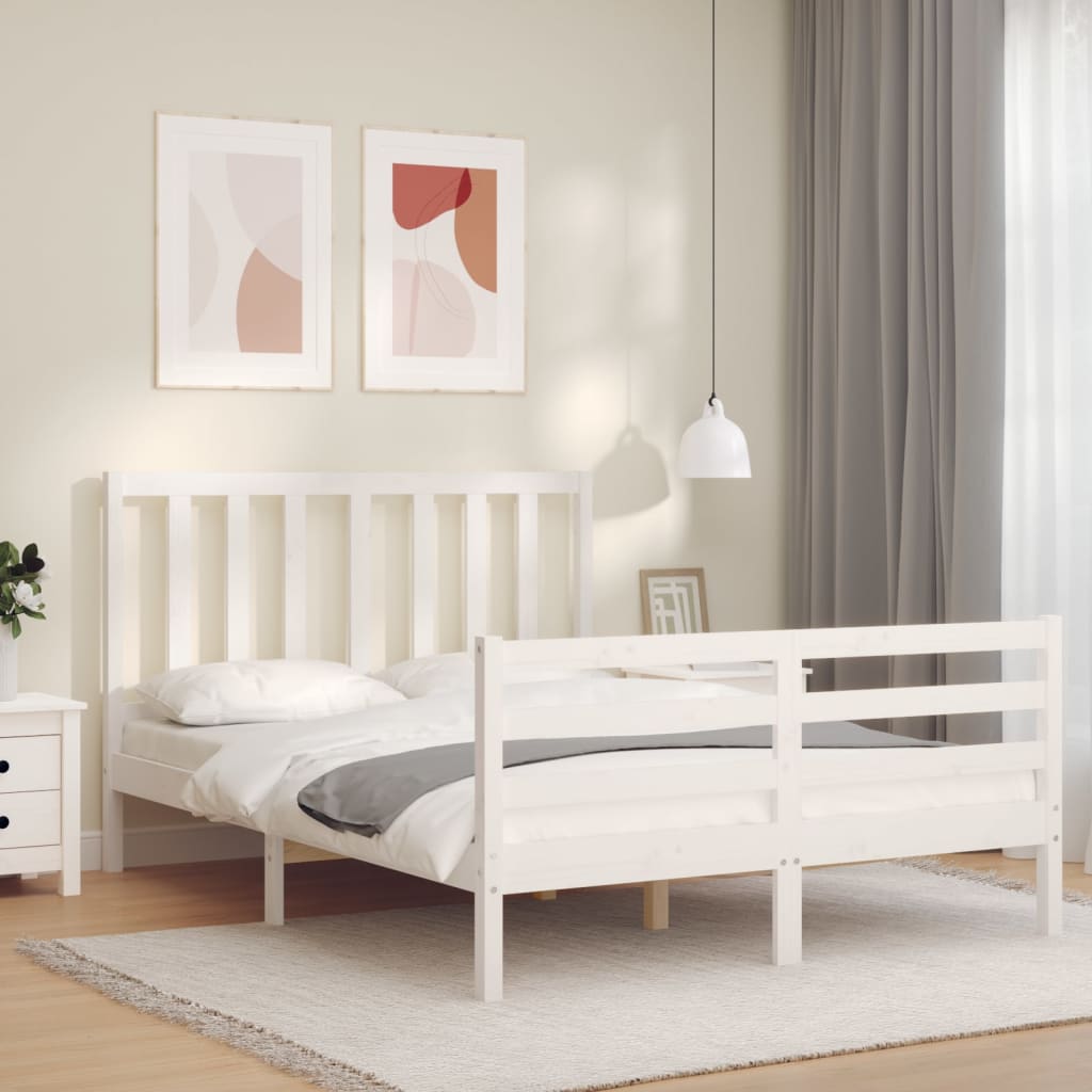 vidaXL Posteľný rám s čelom biely 140x200 cm masívne drevo