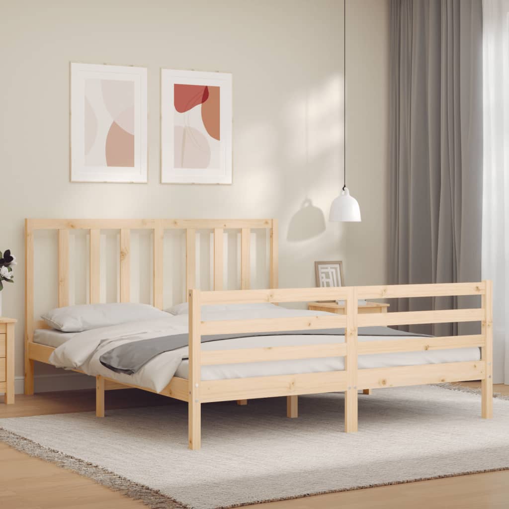 vidaXL Posteľný rám s čelom 160x200 cm masívne drevo