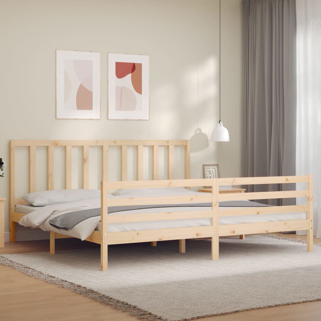 vidaXL Posteľný rám s čelom 200x200 cm masívne drevo