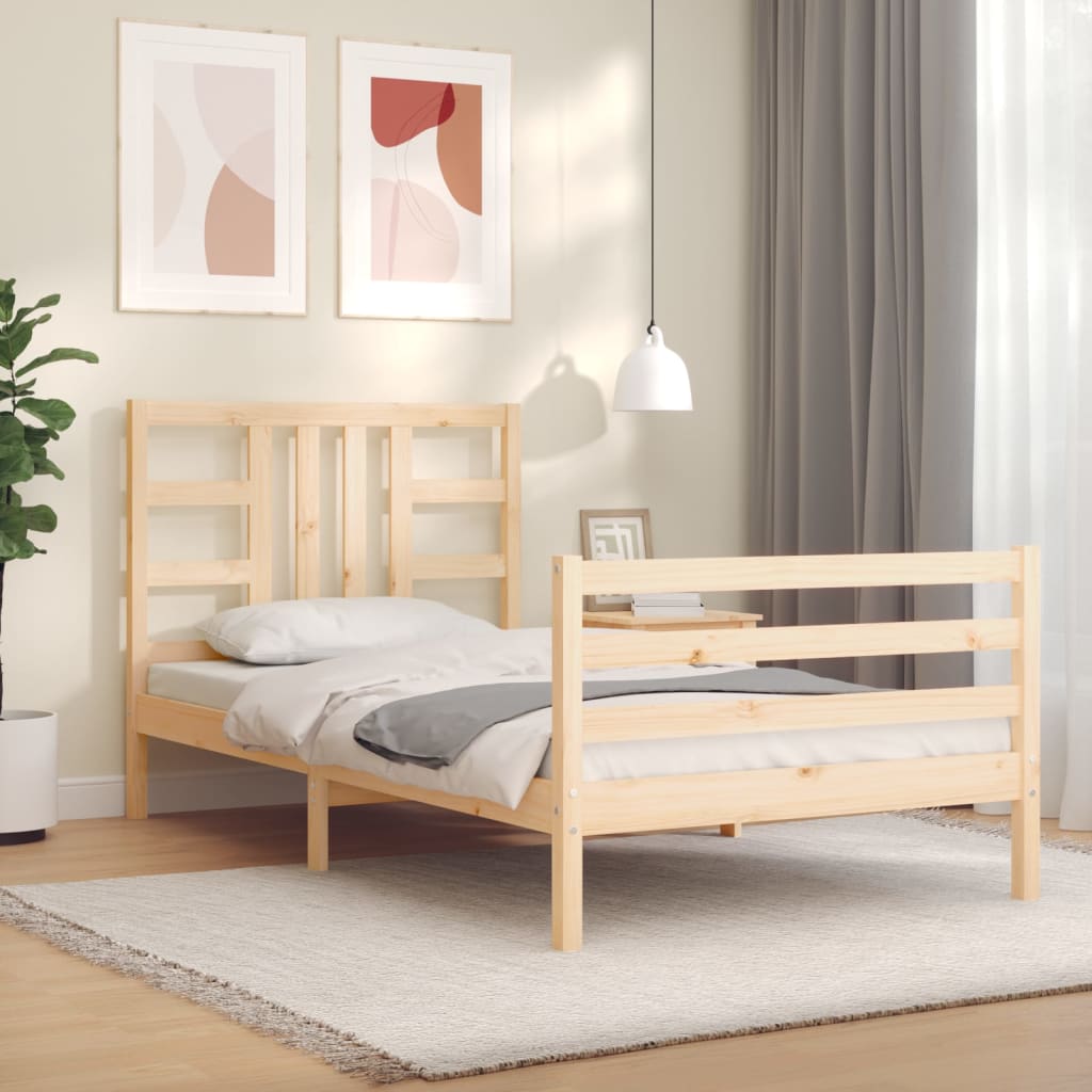 vidaXL Posteľný rám s čelom 90x200 cm masívne drevo