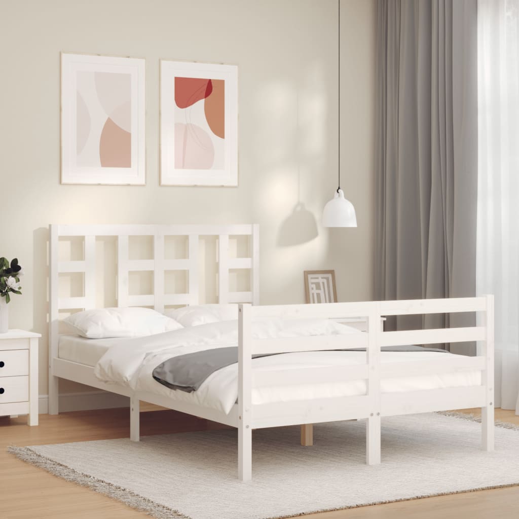vidaXL Posteľný rám s čelom biely 120x200 cm masívne drevo