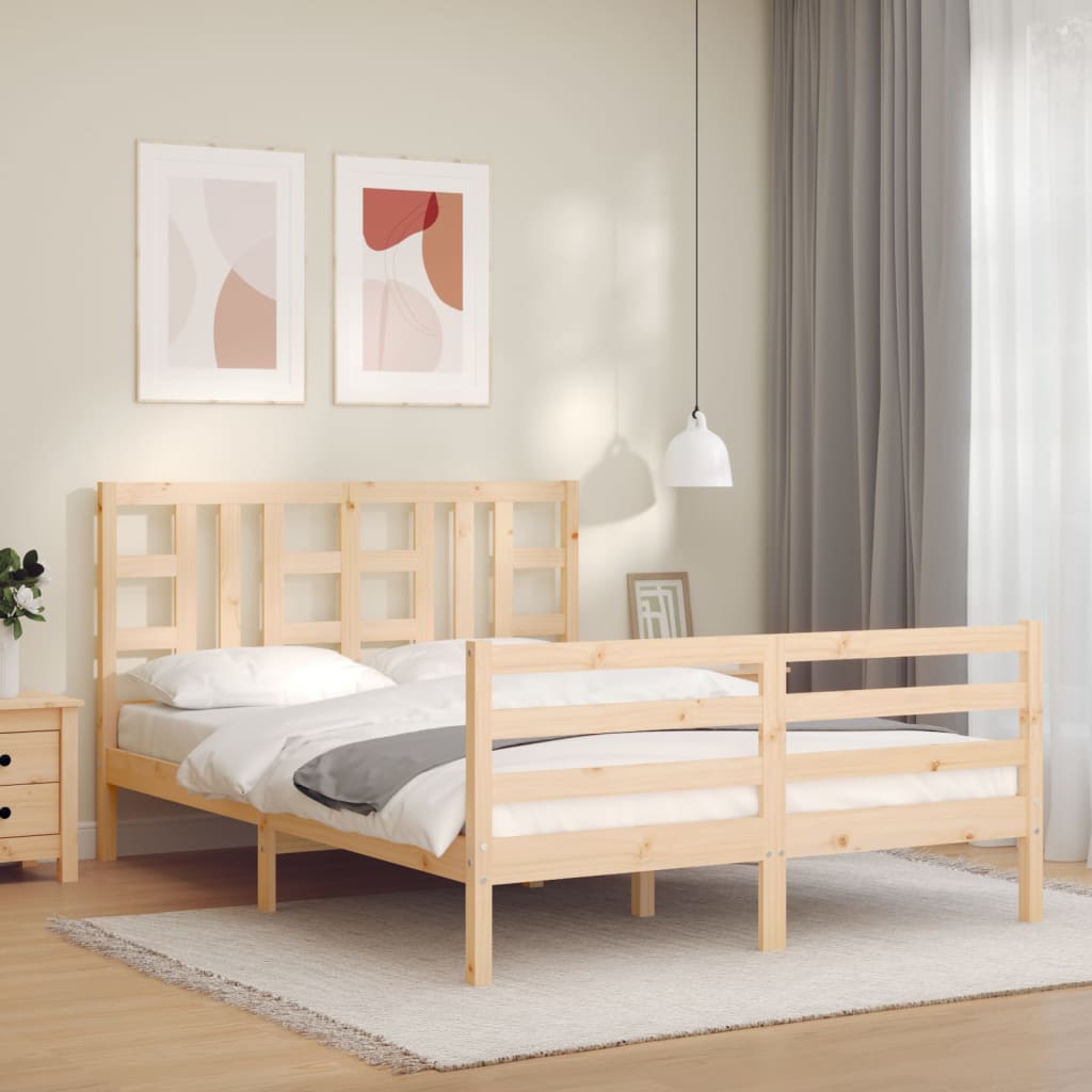 vidaXL Posteľný rám s čelom 140x200 cm masívne drevo