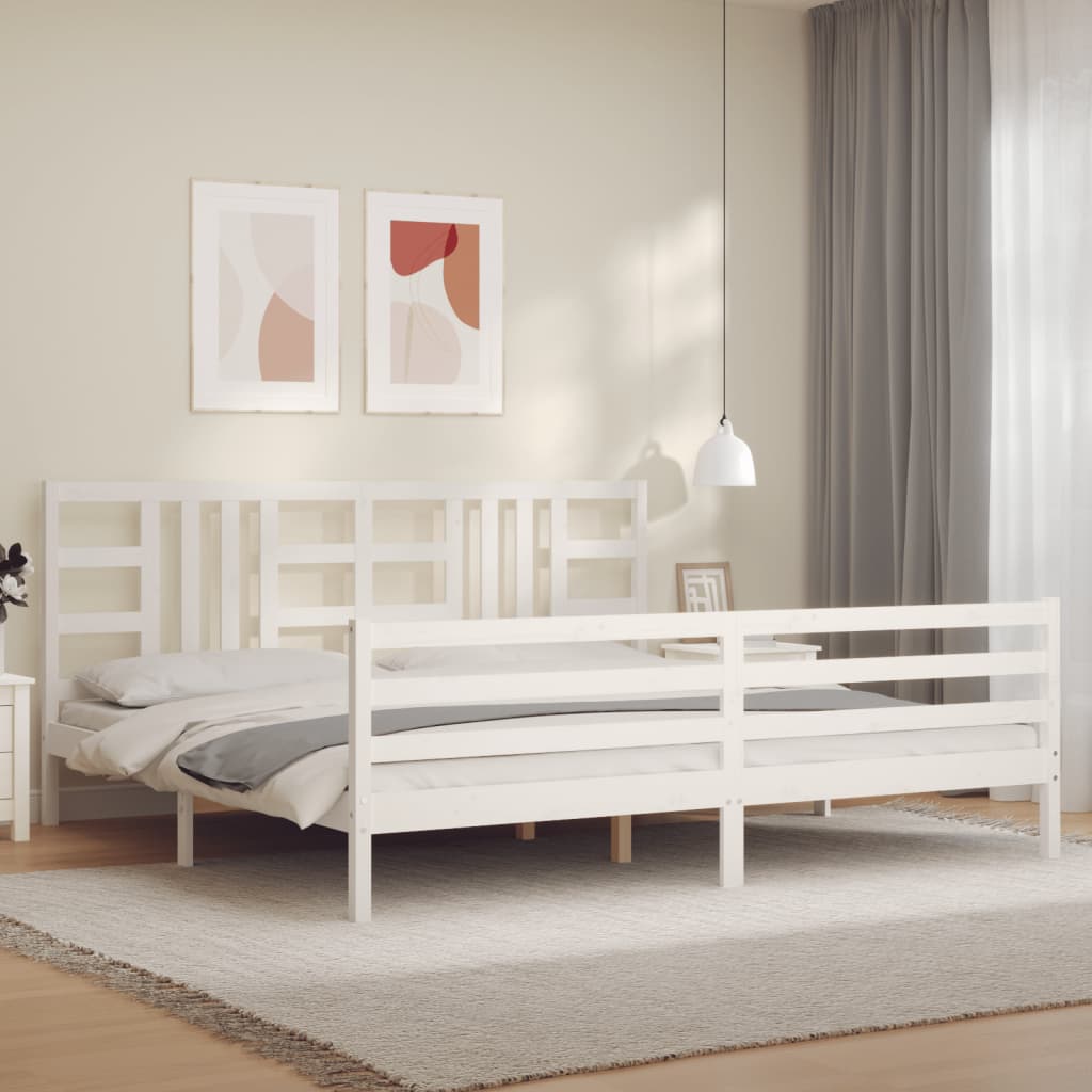 vidaXL Posteľný rám s čelom biely 200x200 cm masívne drevo