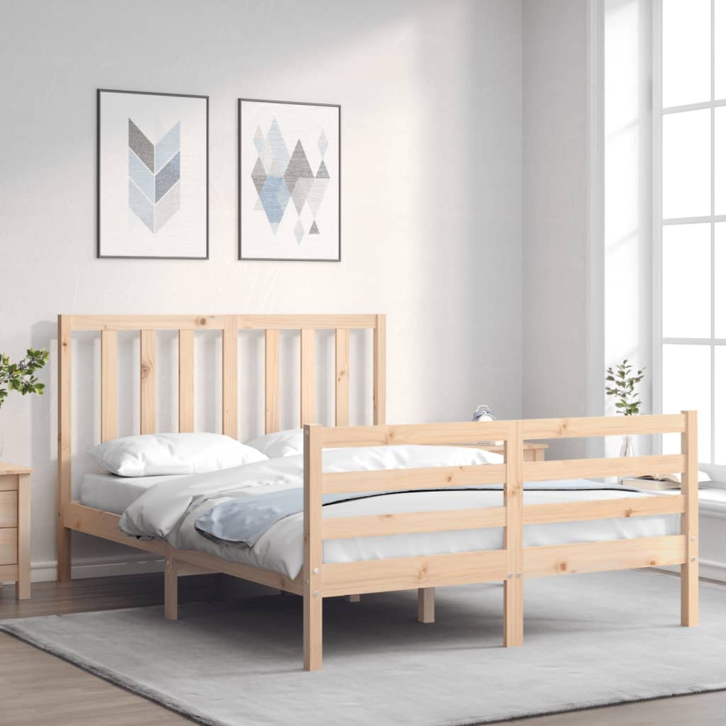 vidaXL Posteľný rám s čelom 140x200 cm masívne drevo