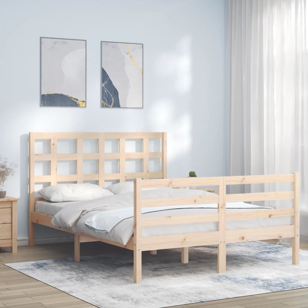 vidaXL Posteľný rám s čelom 120x200 cm masívne drevo