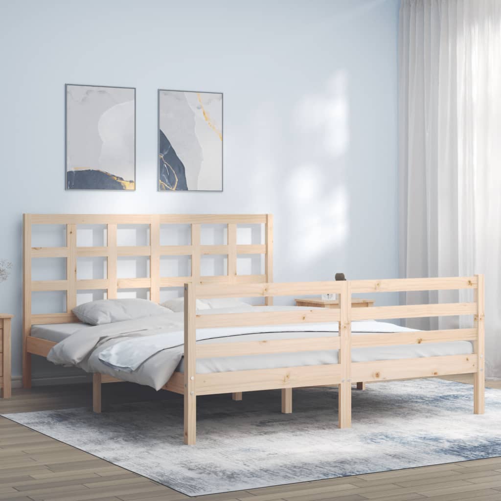 vidaXL Posteľný rám s čelom 160x200 cm masívne drevo