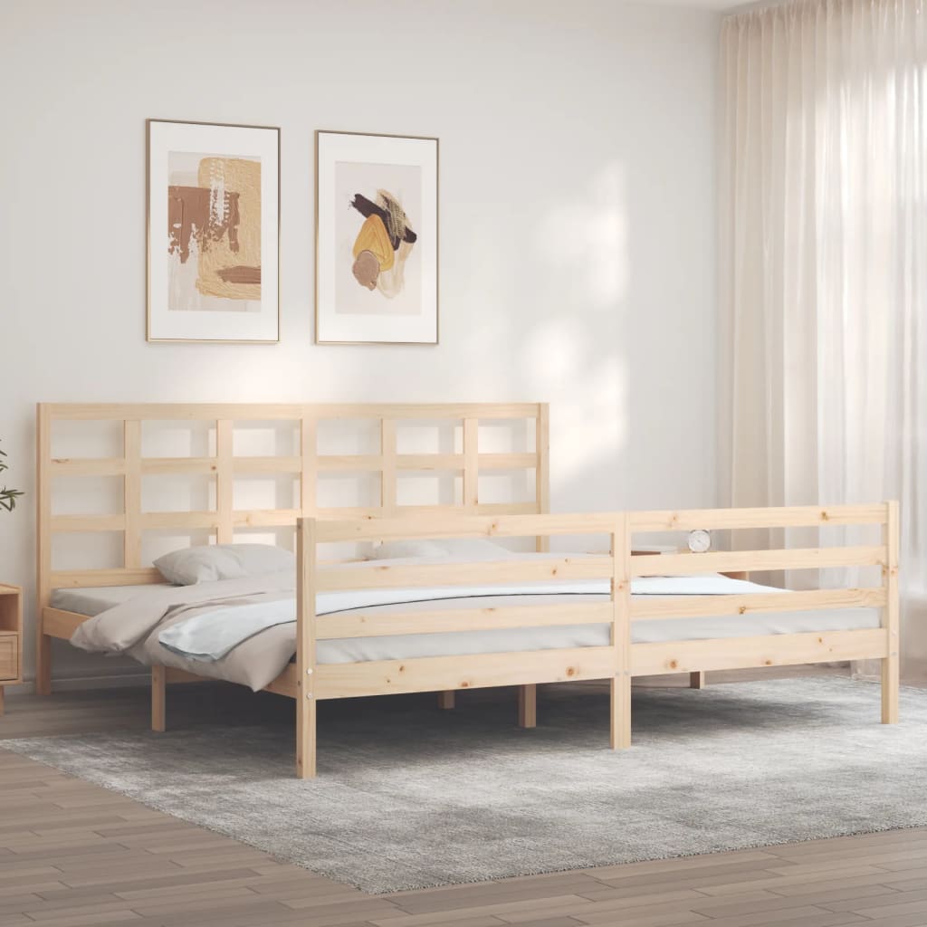 vidaXL Posteľný rám s čelom 200x200 cm masívne drevo