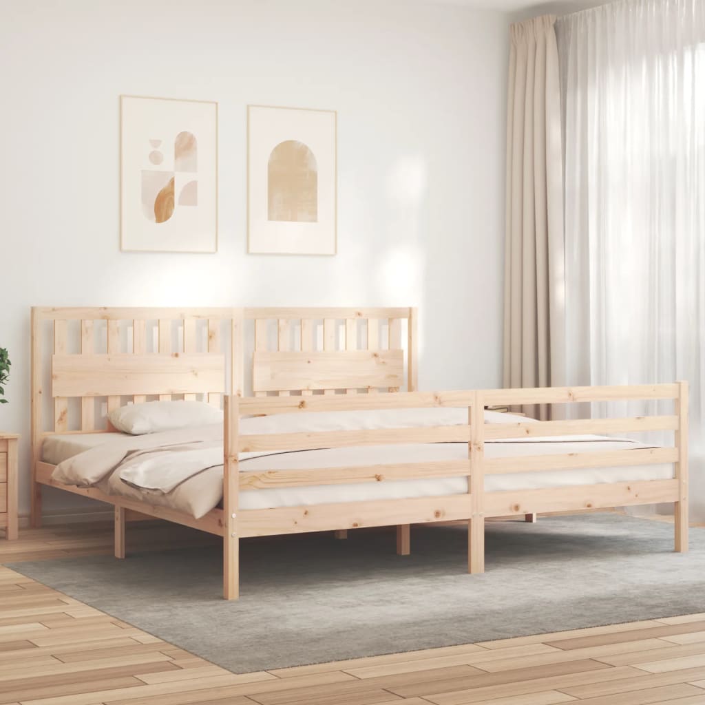 vidaXL Posteľný rám s čelom 200x200 cm masívne drevo