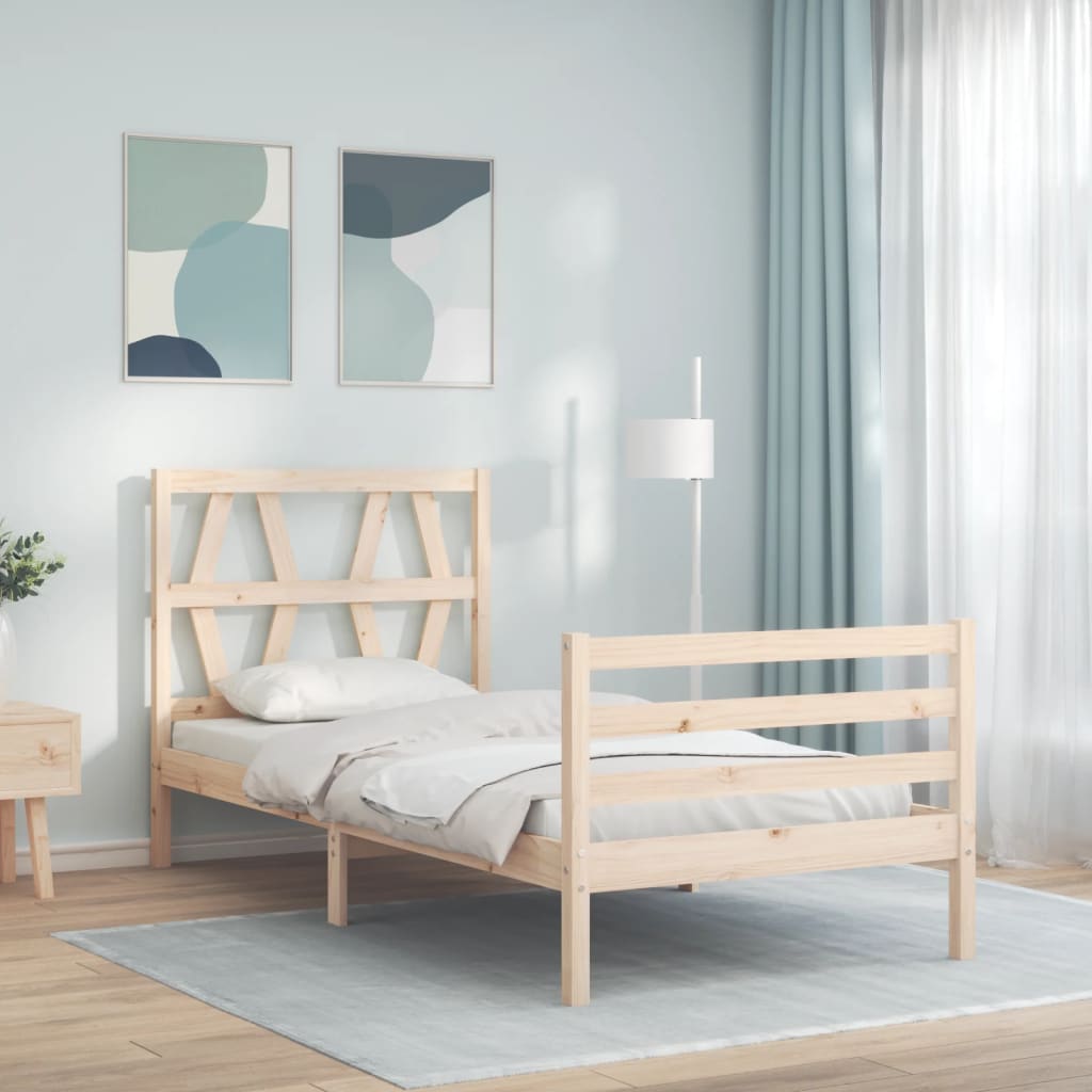 vidaXL Posteľný rám s čelom 90x200 cm masívne drevo