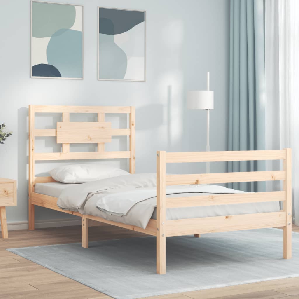 vidaXL Posteľný rám s čelom 90x200 cm masívne drevo