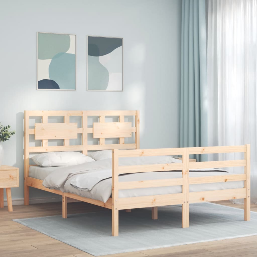 vidaXL Posteľný rám s čelom 120x200 cm masívne drevo