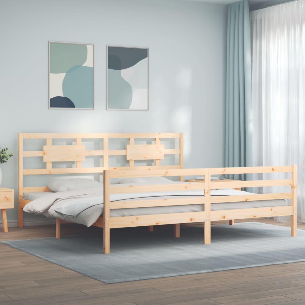 vidaXL Posteľný rám s čelom 200x200 cm masívne drevo