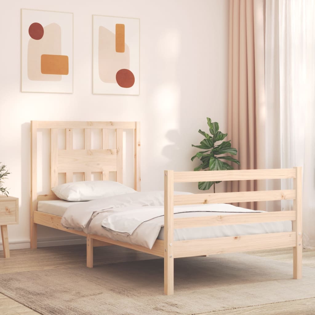 vidaXL Posteľný rám s čelom 90x200 cm masívne drevo