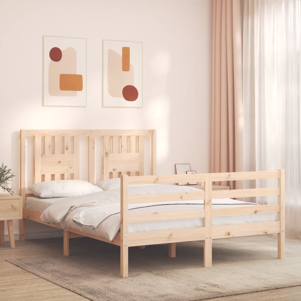 vidaXL Posteľný rám s čelom 120x200 cm masívne drevo
